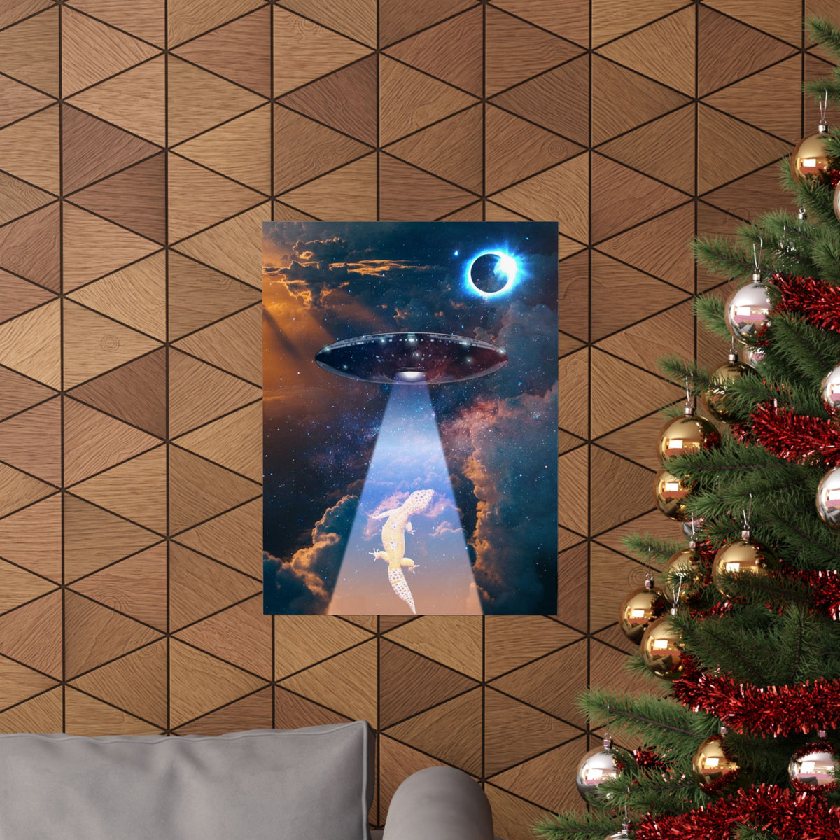 Space Lizards Poster - Lizard Ufo Art Print