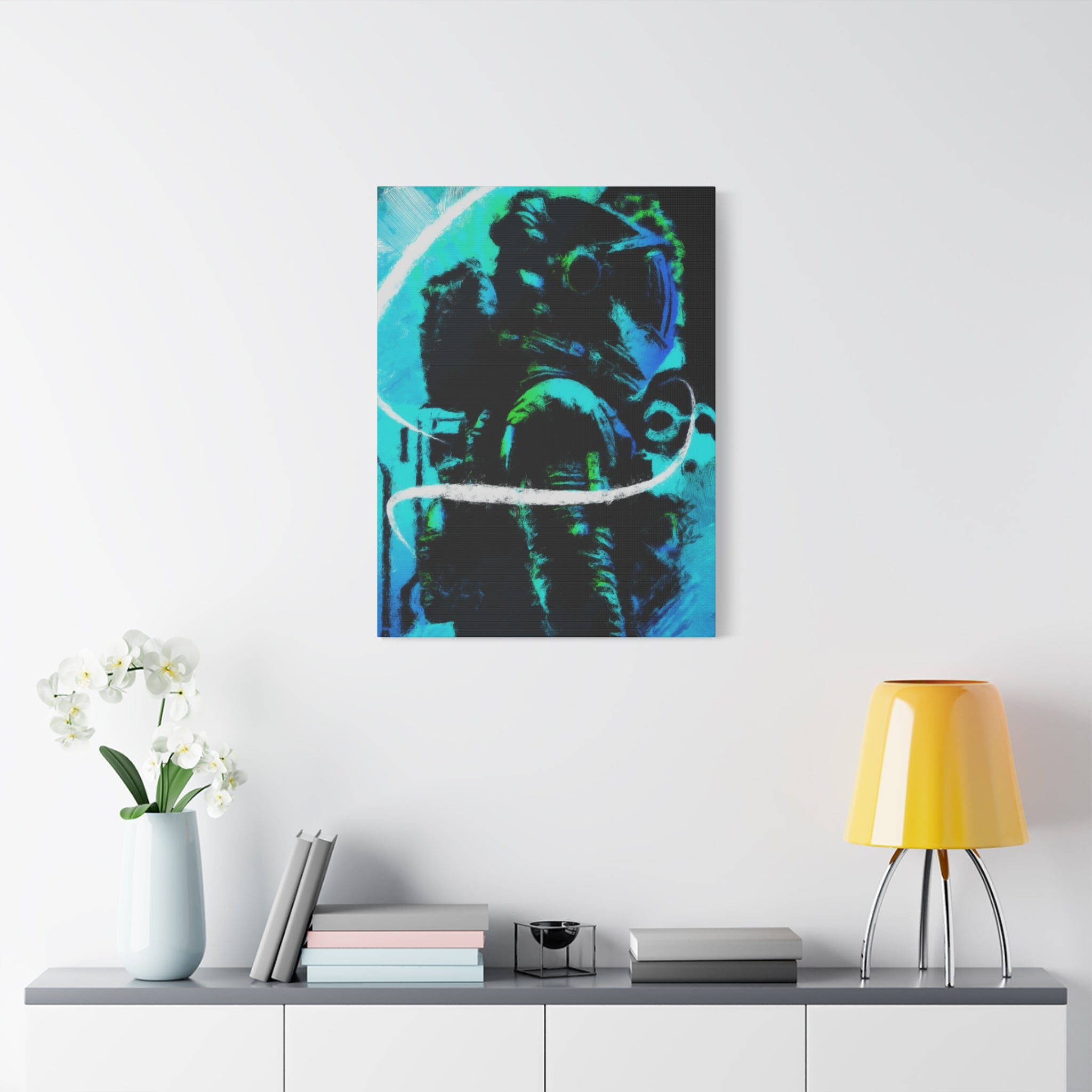 Grunge Space Man Canvas Art - Urban Graffiti Astronaut Decor