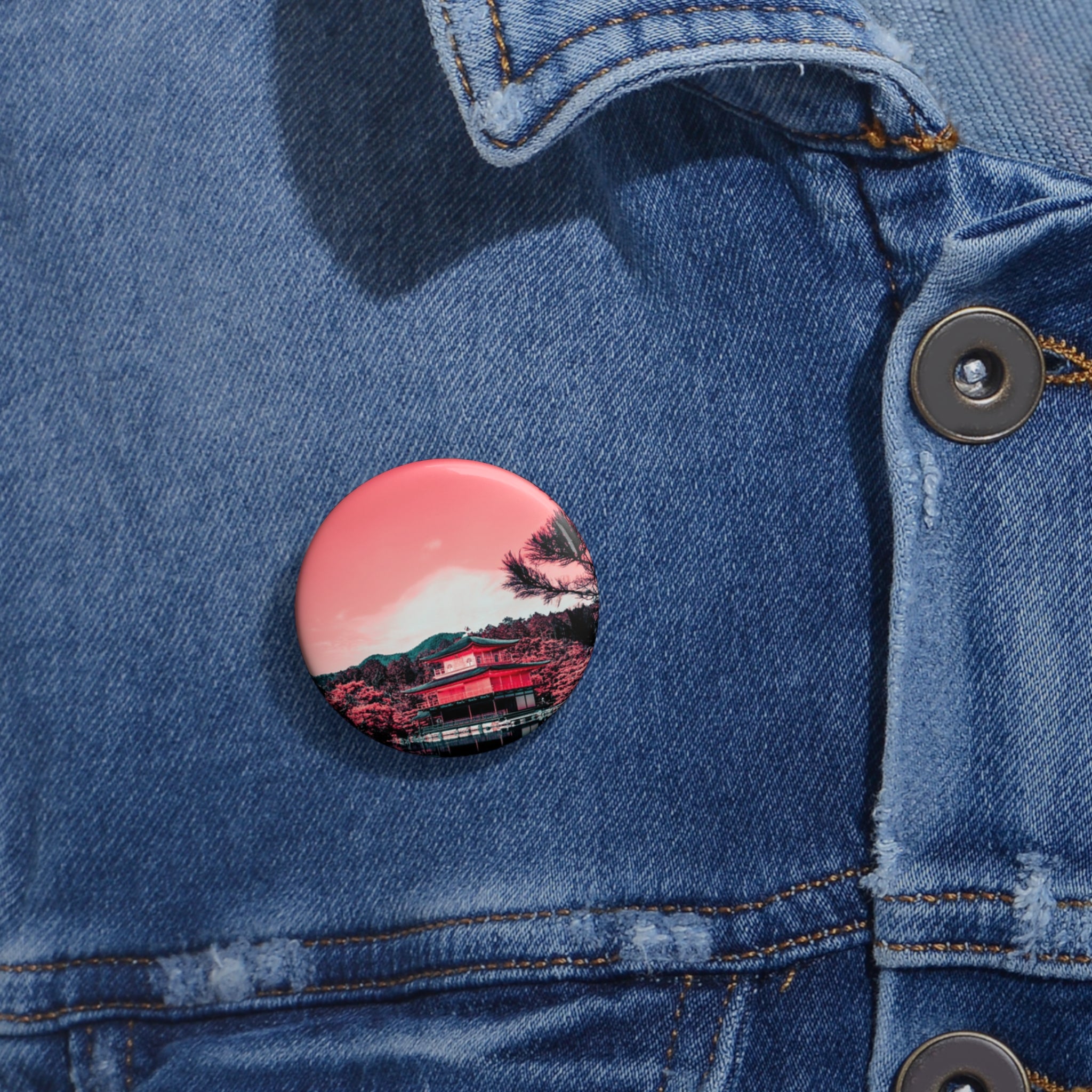 Red Forest Pin - Abstract Landscape Art Button