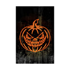 Neon Pumpkin Poster - Spooky Halloween Orange & Black Art Print