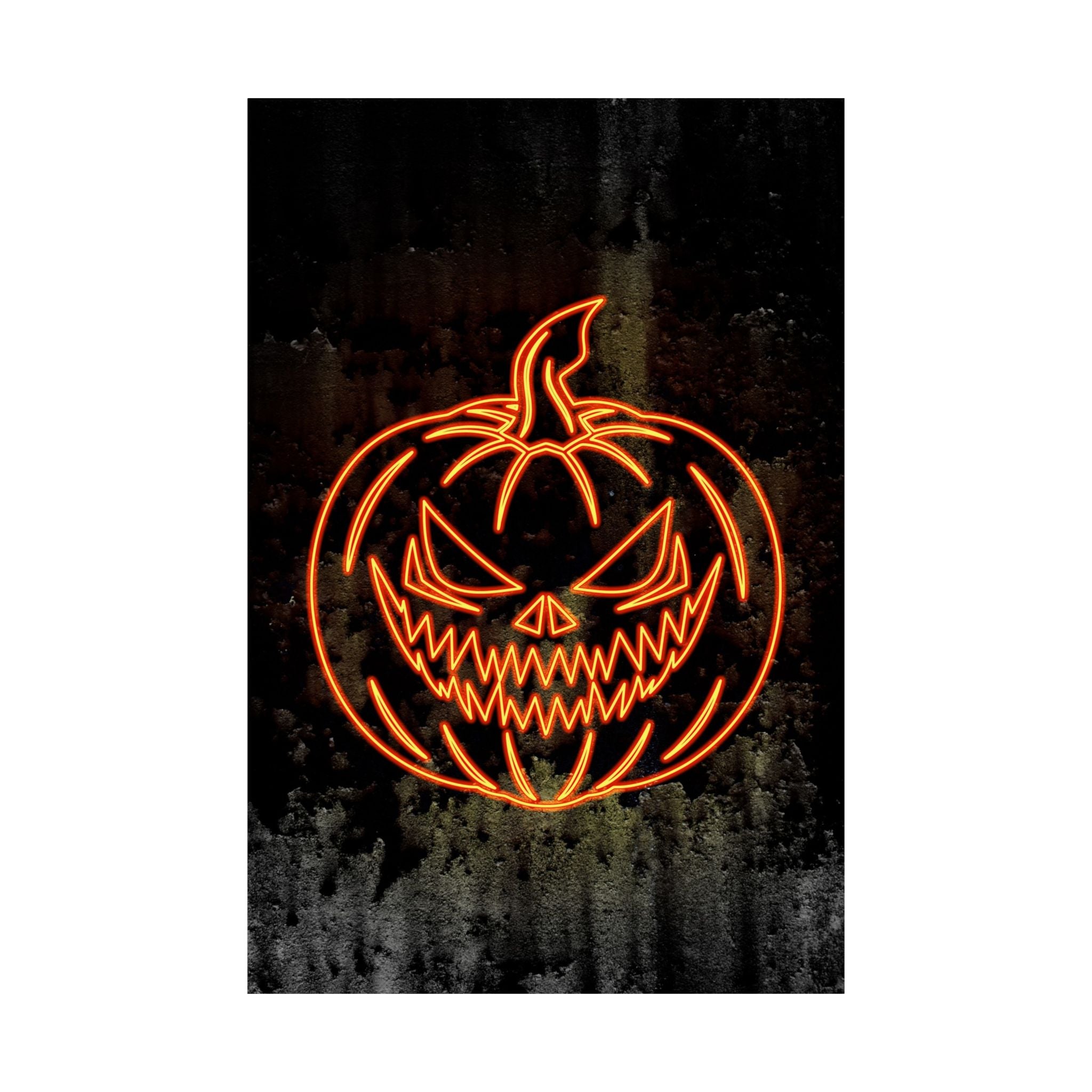 Neon Pumpkin Poster - Spooky Halloween Orange & Black Art Print