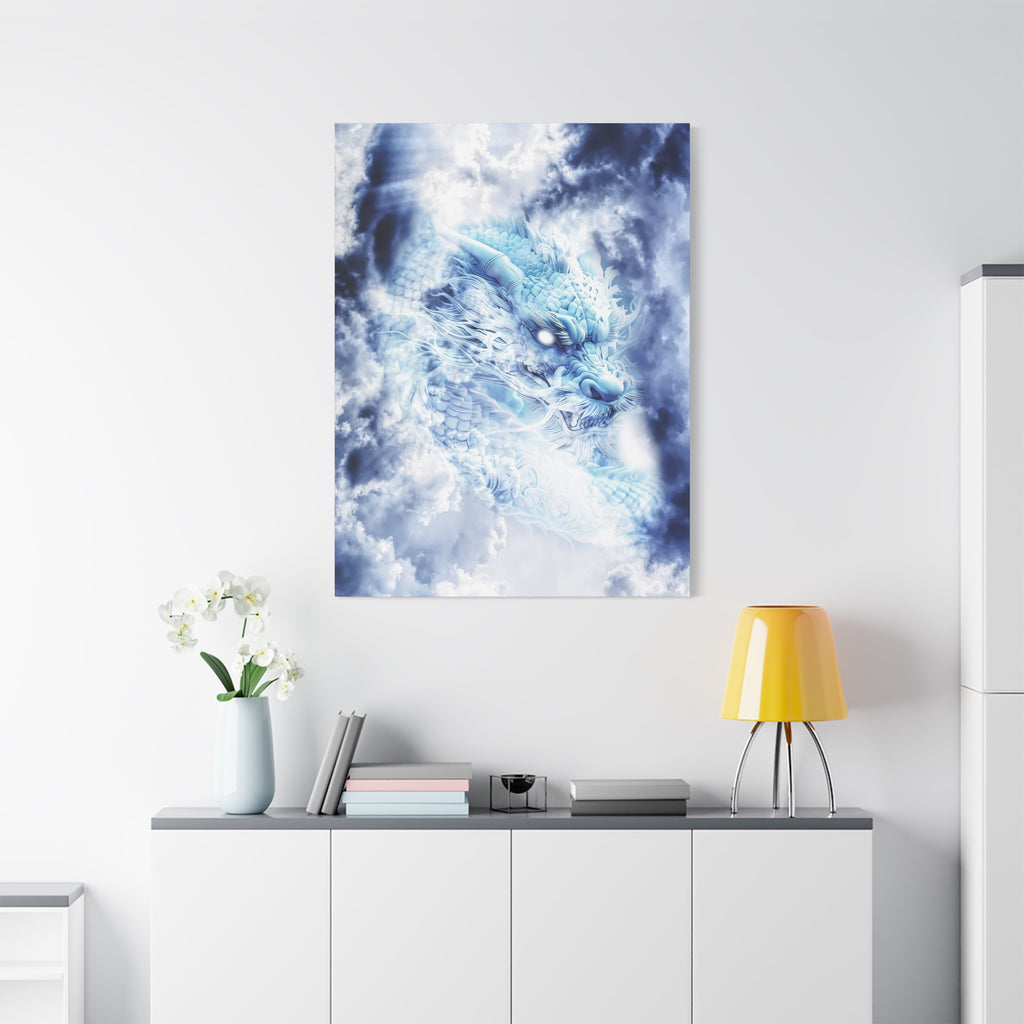 Blue Sky Dragon Canvas Wall Art - Celestial Fantasy Decor