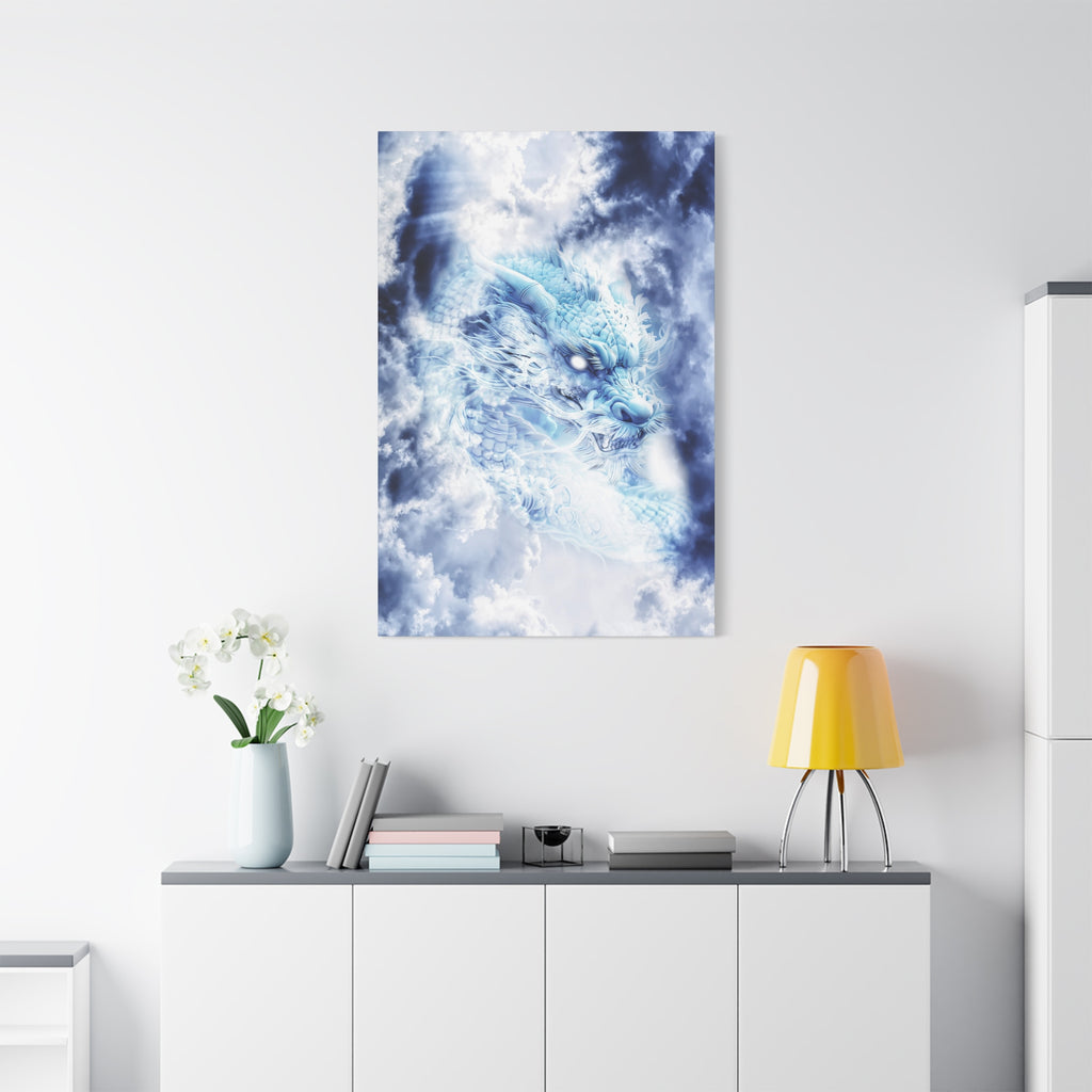 Blue Sky Dragon Canvas Wall Art - Celestial Fantasy Decor