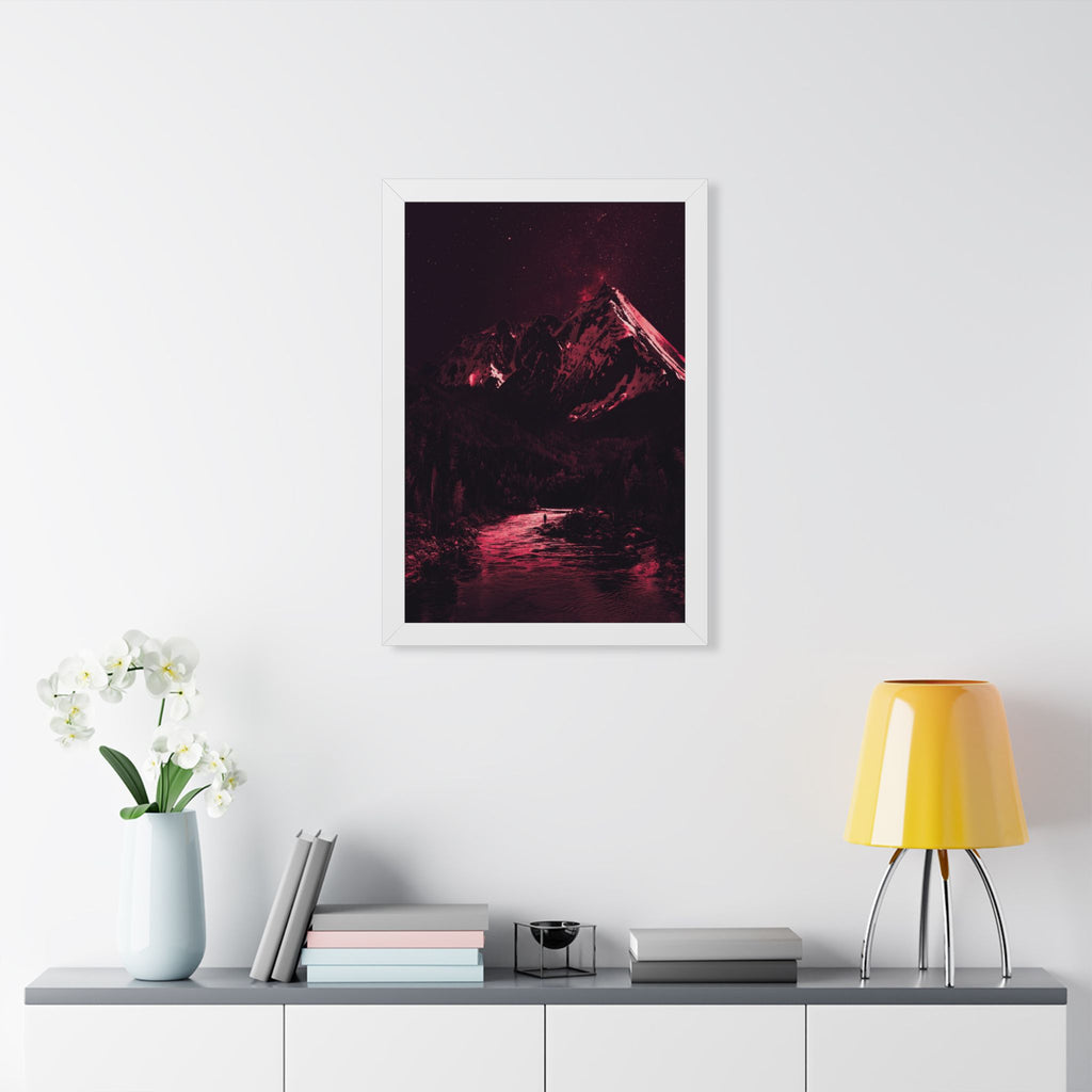 Red Mountain Lake Framed Poster - Nature Landscape Wall Art