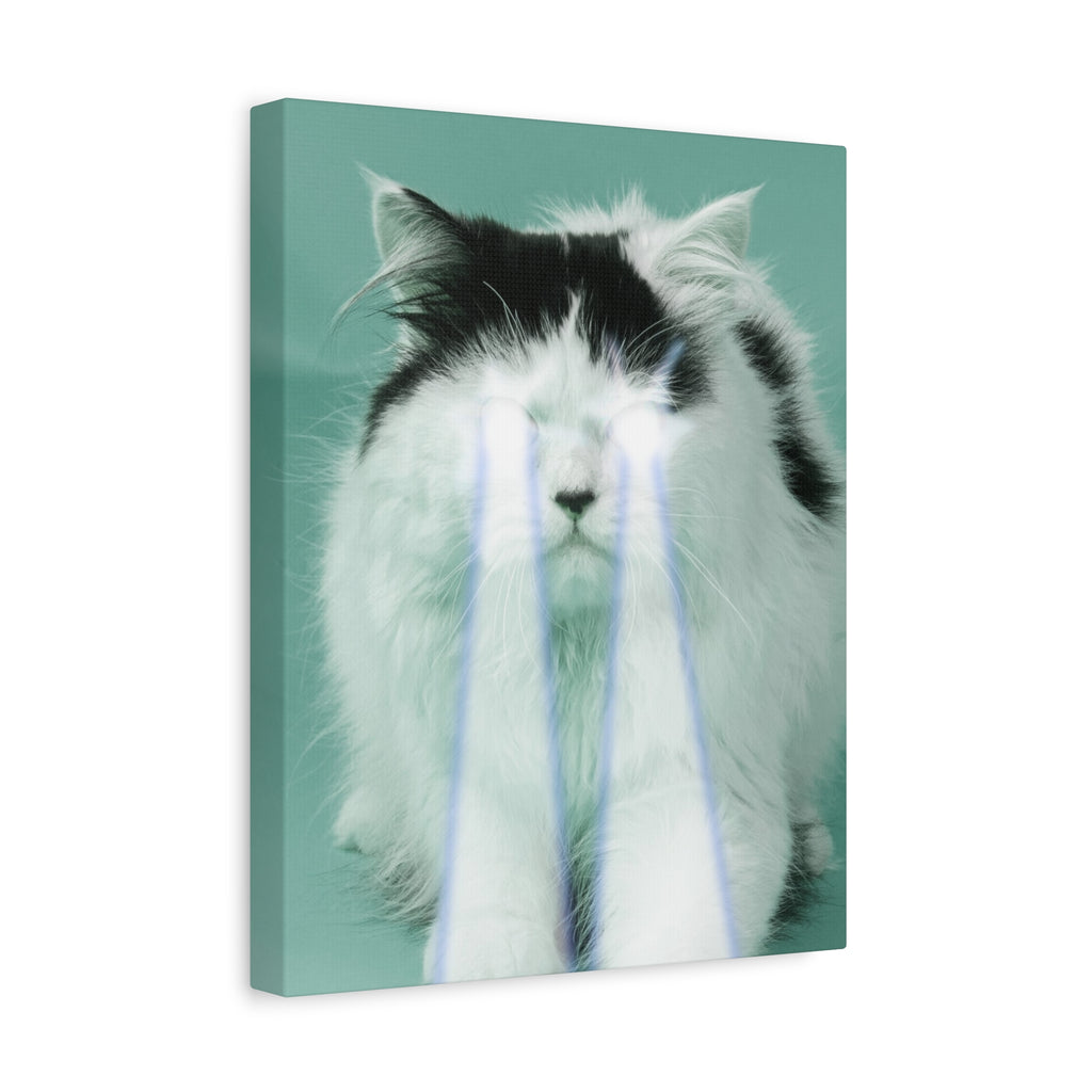 Laser Cat Canvas Wall Art - Funny Sci-Fi Space Feline Decor