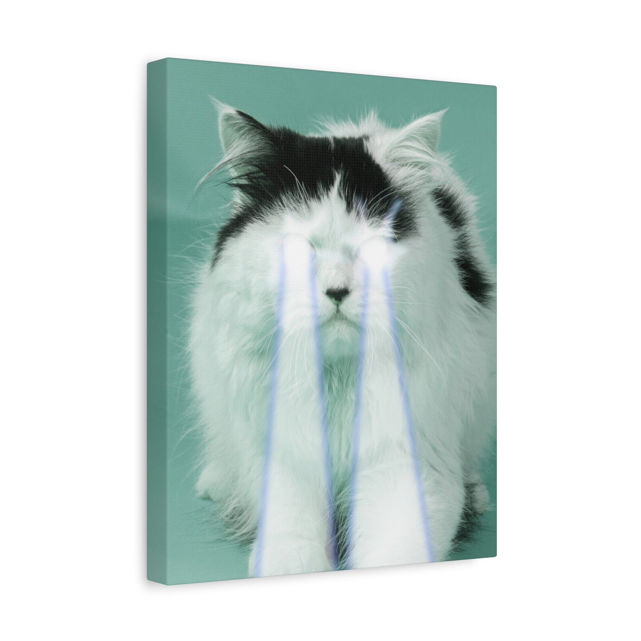 Laser Cat Canvas Wall Art - Funny Sci-Fi Space Feline Decor
