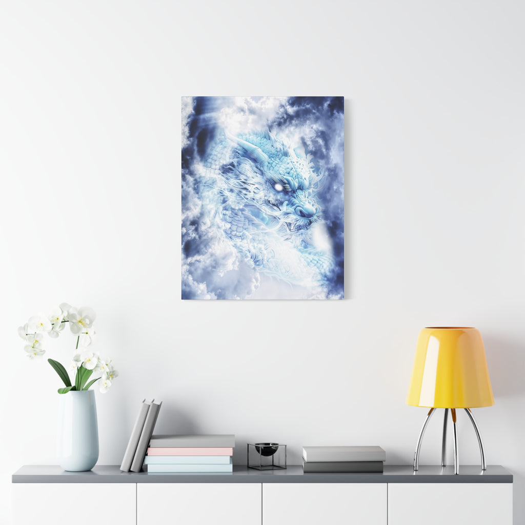 Blue Sky Dragon Canvas Wall Art - Celestial Fantasy Decor