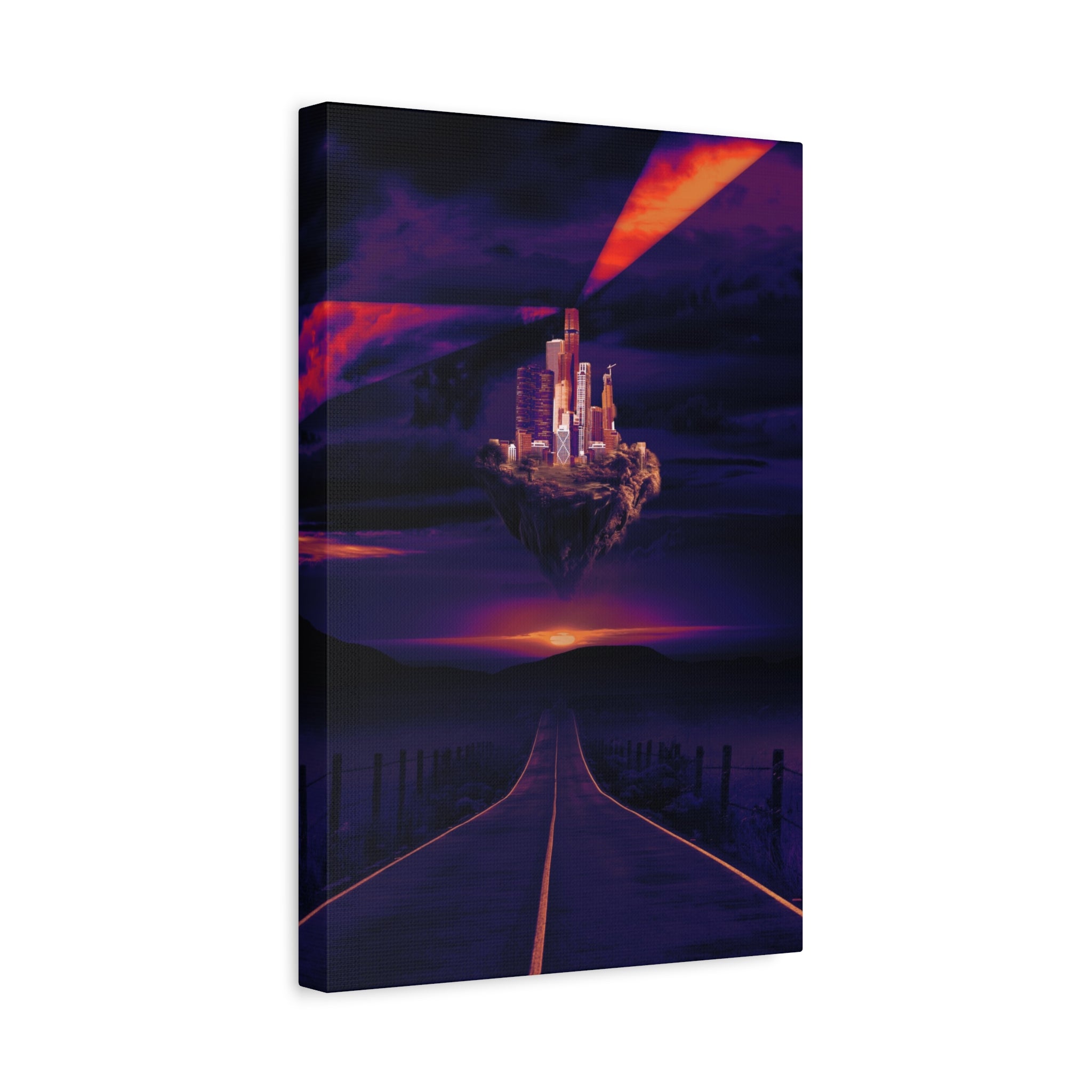 Abandoned City Canvas Wall Art - Sci-Fi Desert Ruins Decor