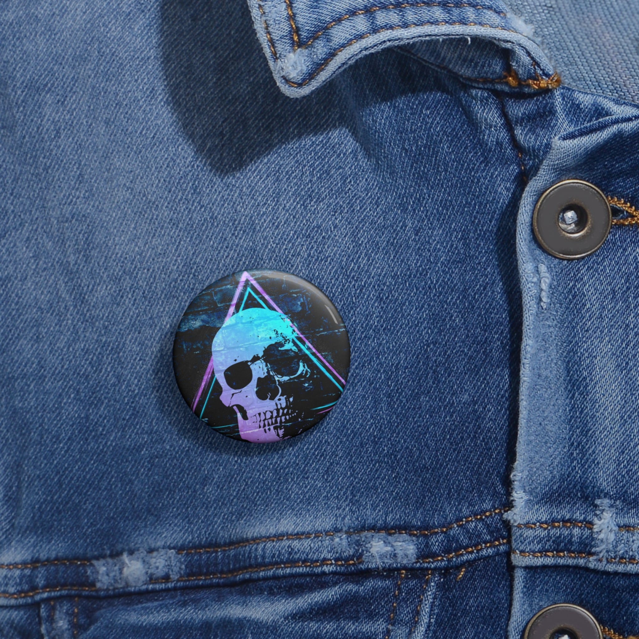 Skull on the Wall Pin - Dark Gothic Art Button
