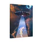 Space Lizards Canvas Wall Art - Lizard Being Abducted Ufo Decor