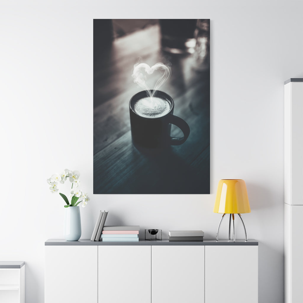 Coffee Love Kitchen Canvas Wall Art - Rustic Cafe Decor