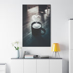 Coffee Love Kitchen Canvas Wall Art - Rustic Cafe Decor