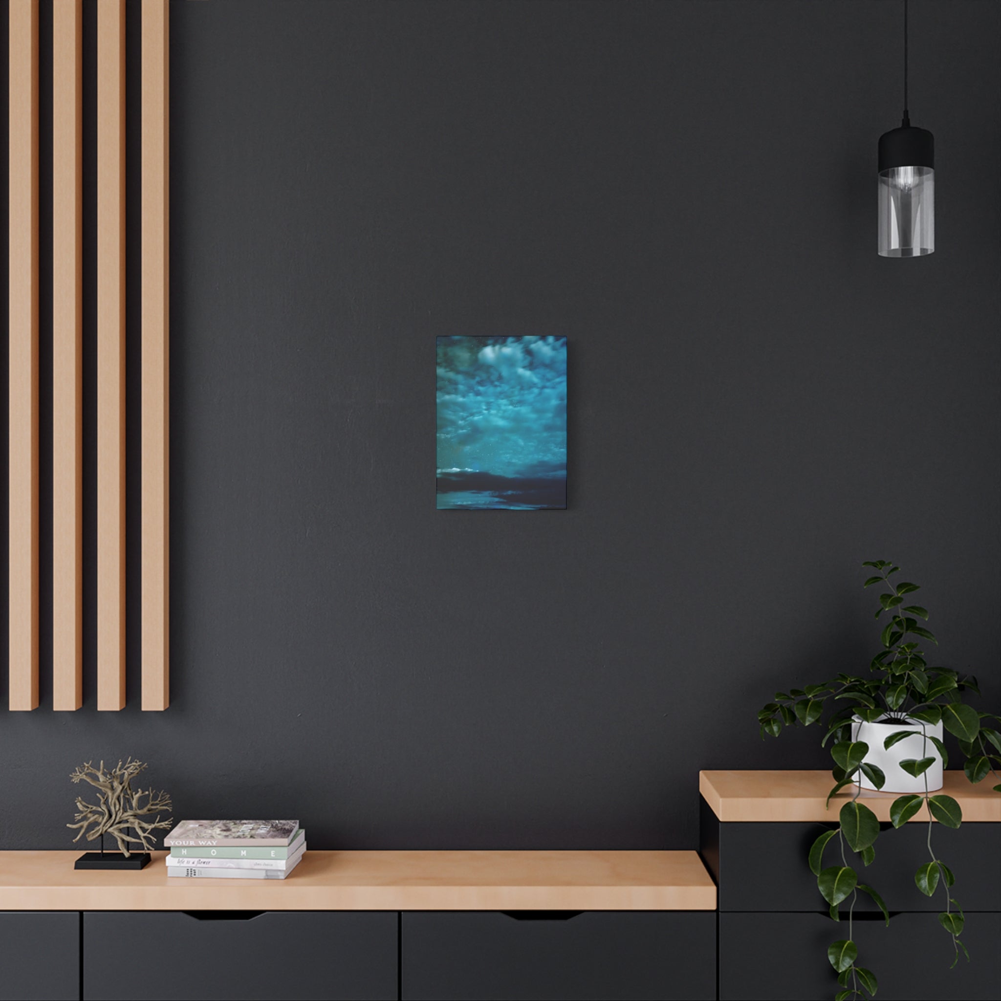 Serene Blue Sunrise Canvas Wall Art - Peaceful Misty Lake Decor