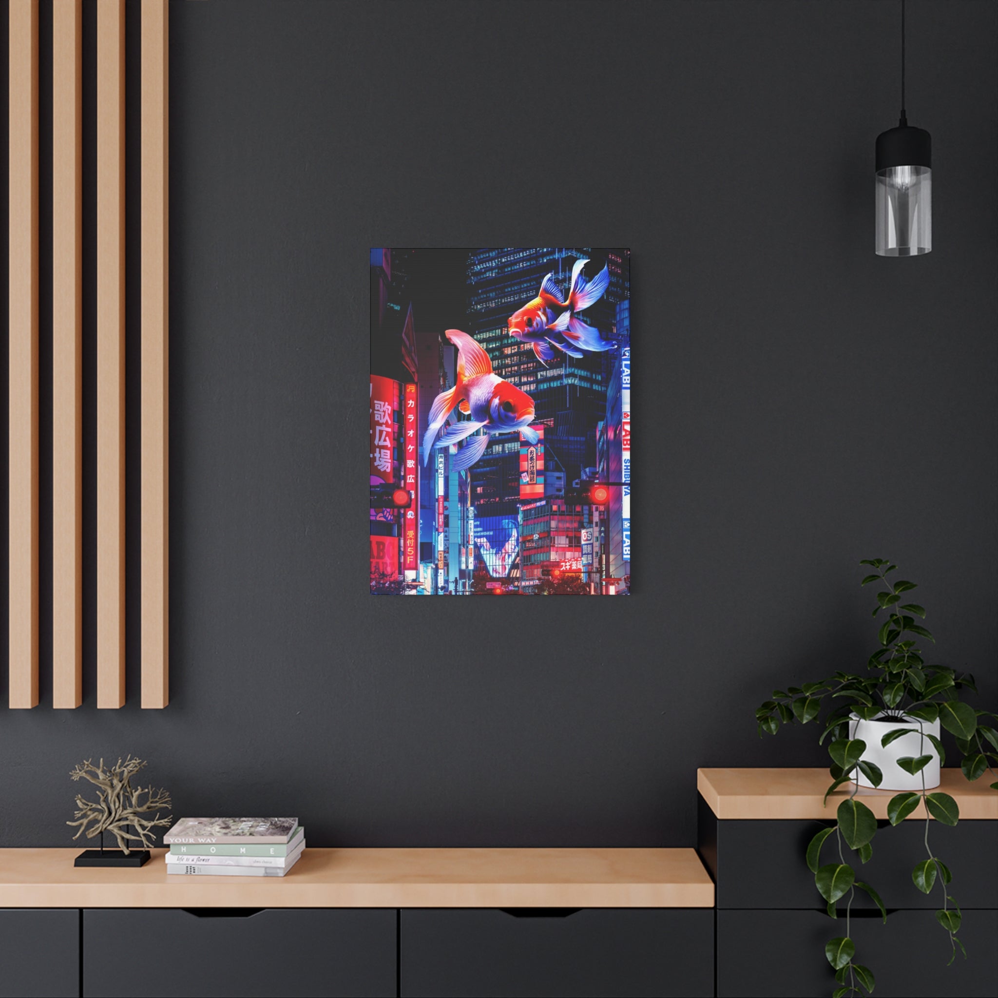 Japanese City Punk FX.2 Canvas Wall Art - Neon Japan Cyberpunk Street