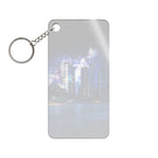 Space Cityscape on the Shore Keychain - Neon Sci-Fi Coast Acrylic Charm