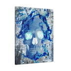 Blue Flame Skull Gothic Canvas Art - Edgy Fire Skeleton Decor
