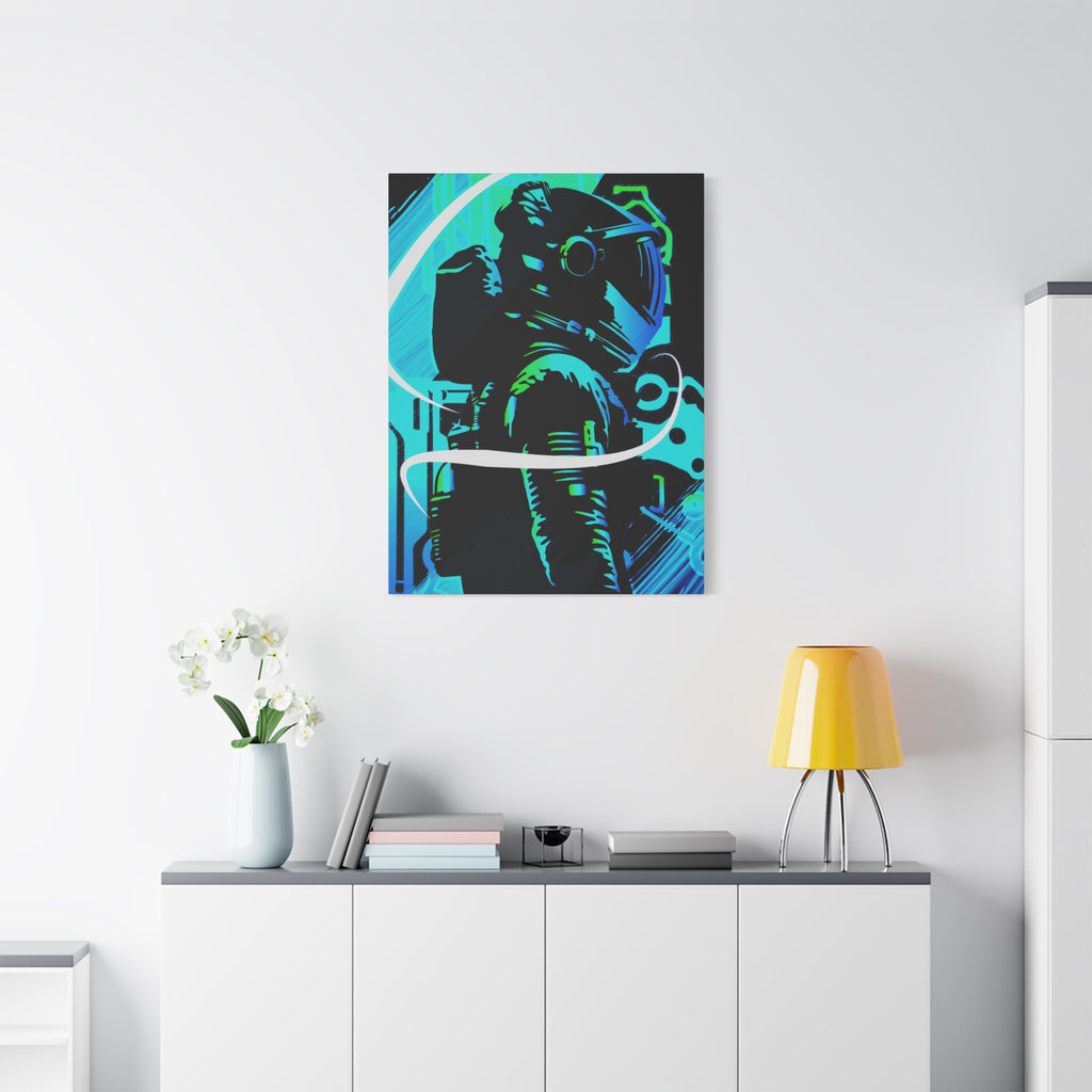 Grunge Paint Blast Canvas Wall Art - Abstract Graffiti Astronaut Decor