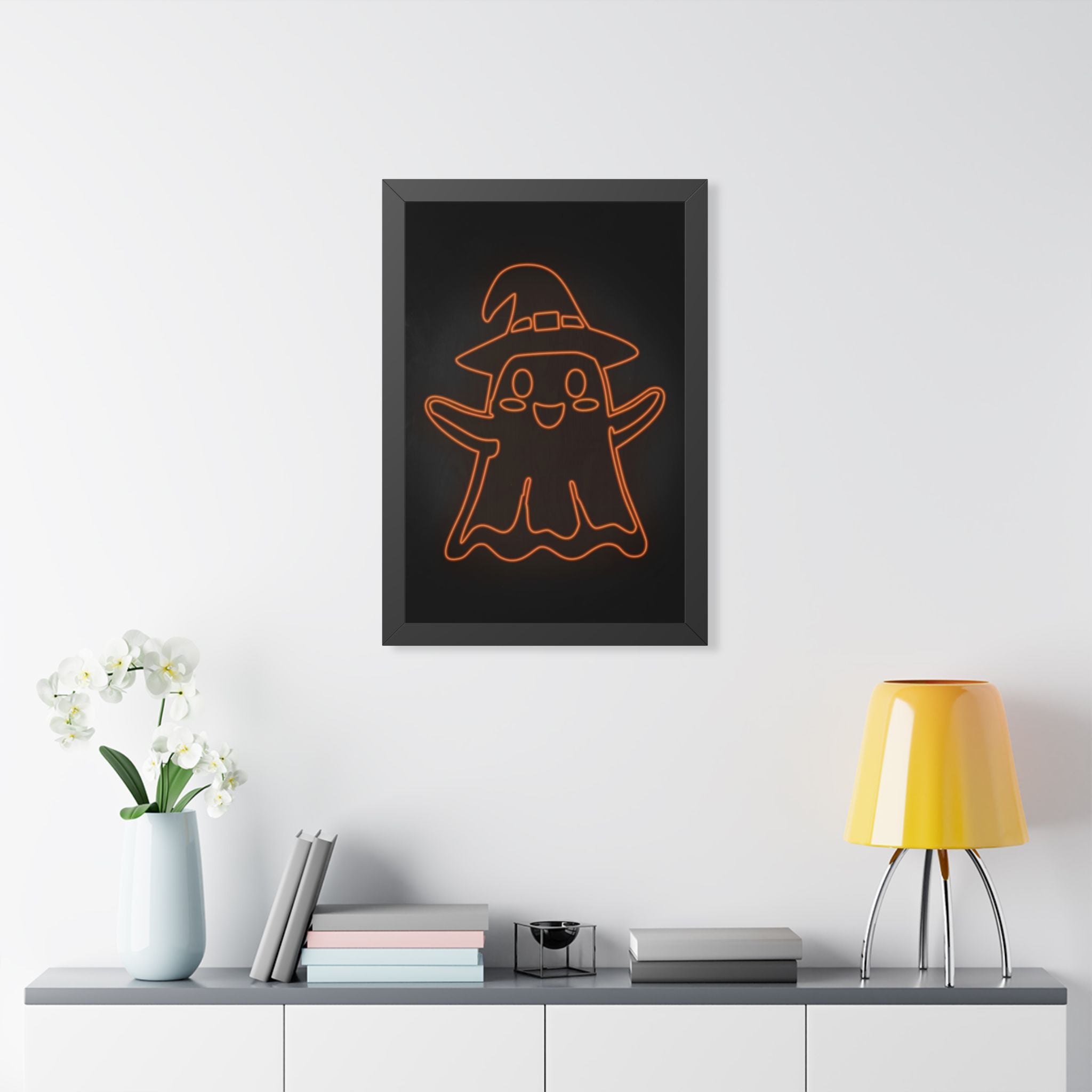 Cute Ghost Framed Poster - Halloween Kids Room Wall Art