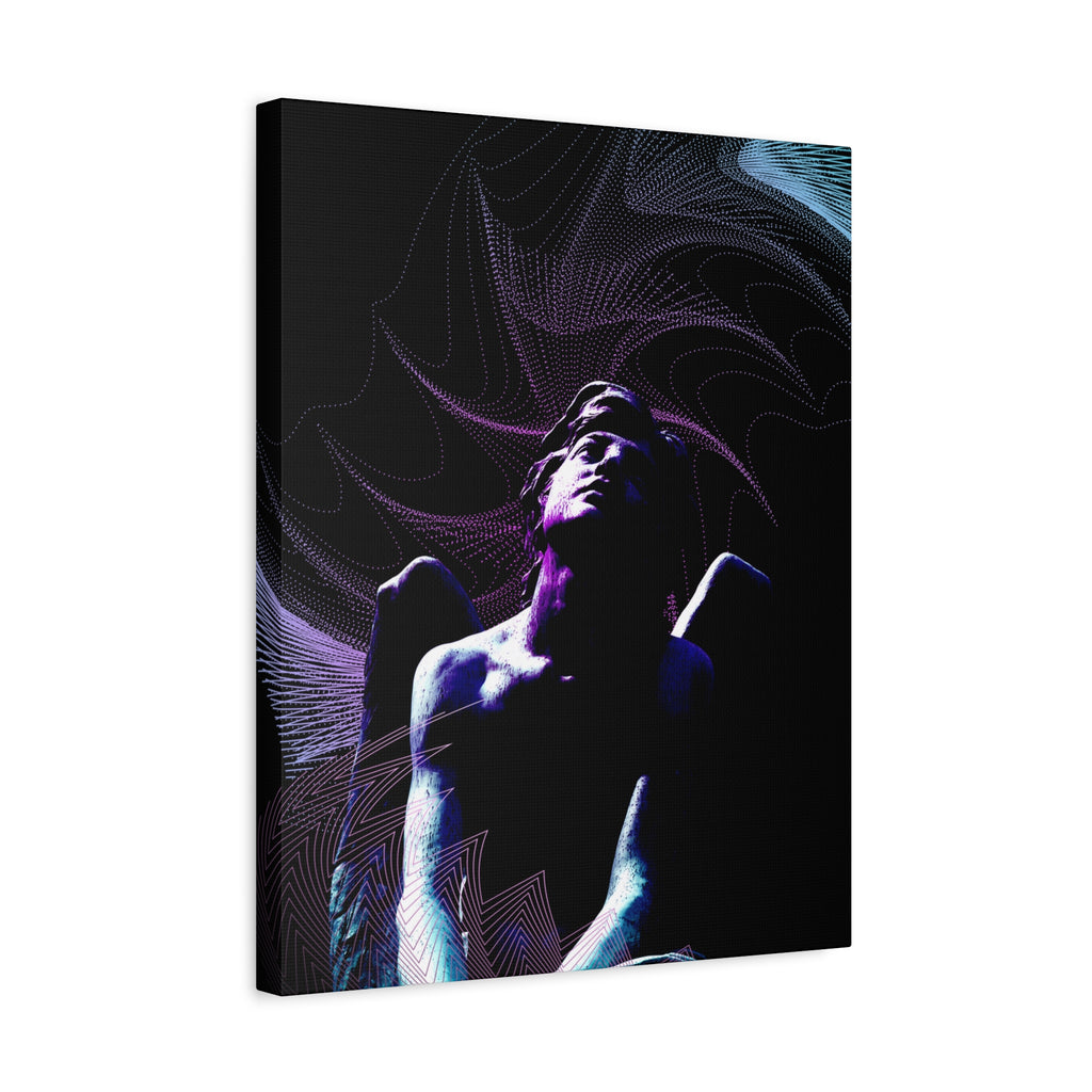 Skybound Canvas Wall Art - Surreal Angel Figure in the Clouds