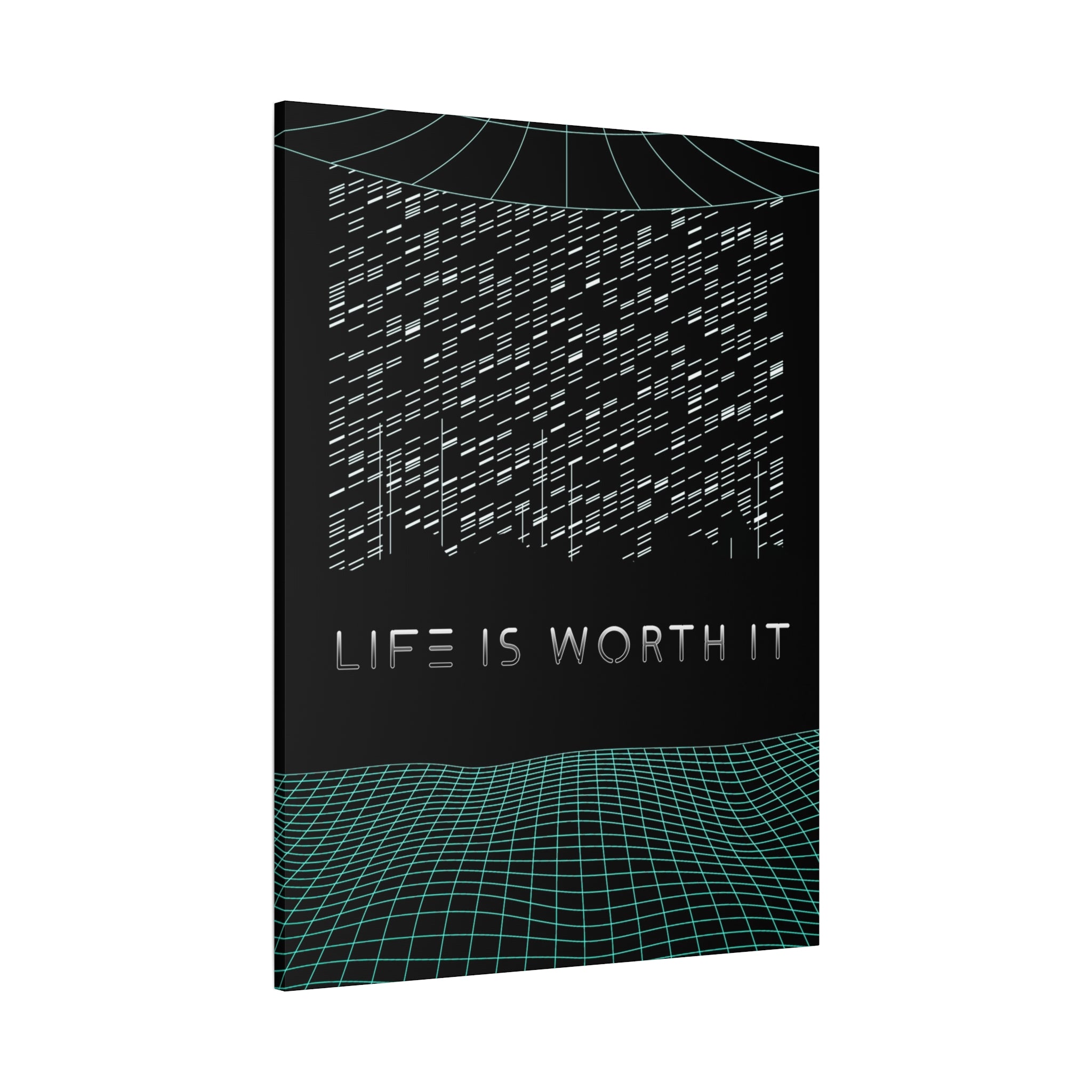 Life Is Worth It Canvas Wall Art - Abstract Symbolic Cyber Decor