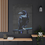 Blue Crow Canvas Wall Art - Surreal Raven Bird Decor