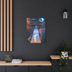 Space Lizards Canvas Wall Art - Lizard Being Abducted Ufo Decor