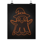 Cute Ghost Halloween Poster Print - Friendly Spooky Art