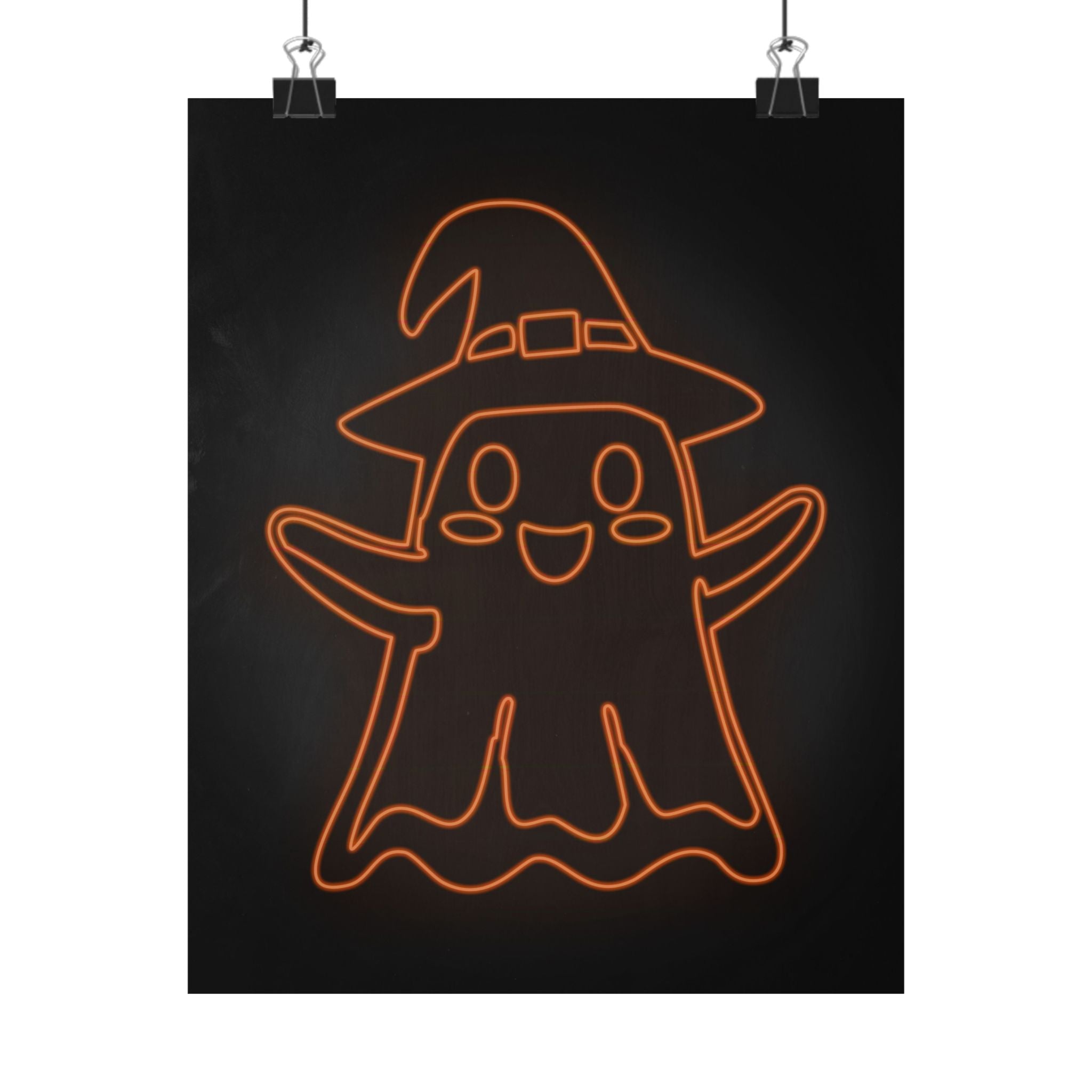Cute Ghost Halloween Poster Print - Friendly Spooky Art