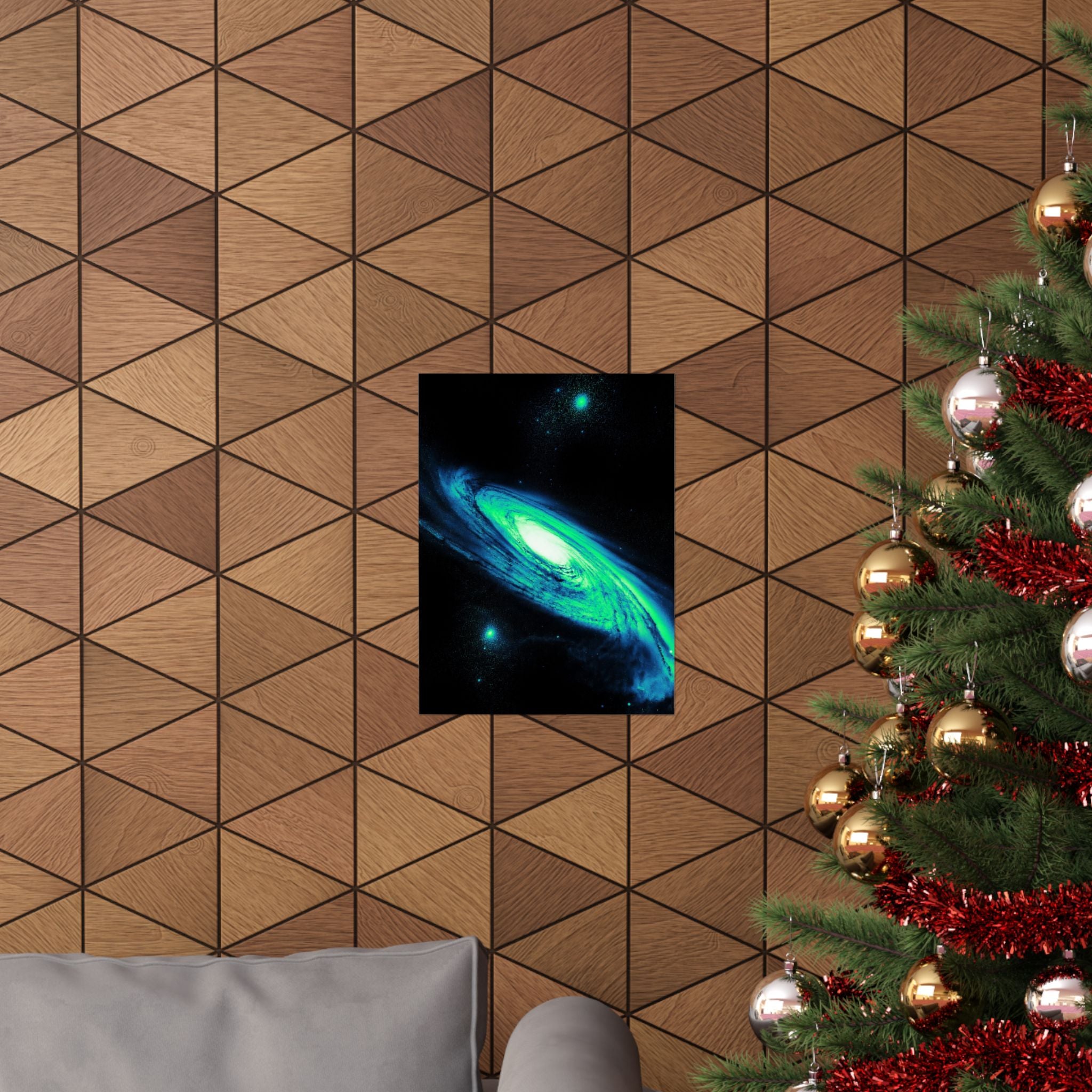 Vaporwave Green and Blue Spiral Galaxy Matte Poster Print