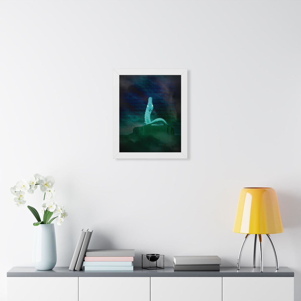 Snake Bite Framed Poster - Caution-Theme Serpent Wall Art