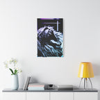 CRT Lion Retro Wave Canvas Art - 80s Vaporwave Neon Decor