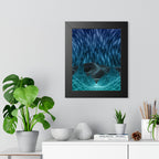 Cyber Wave Escape Framed Poster - Synthwave Neon Wall Art