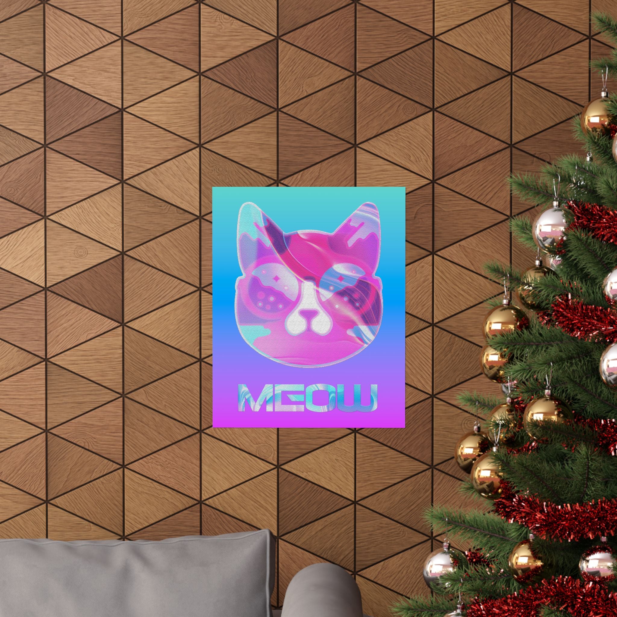 Lofi Cat Meow Poster - Retro Anime Aesthetic Art Print