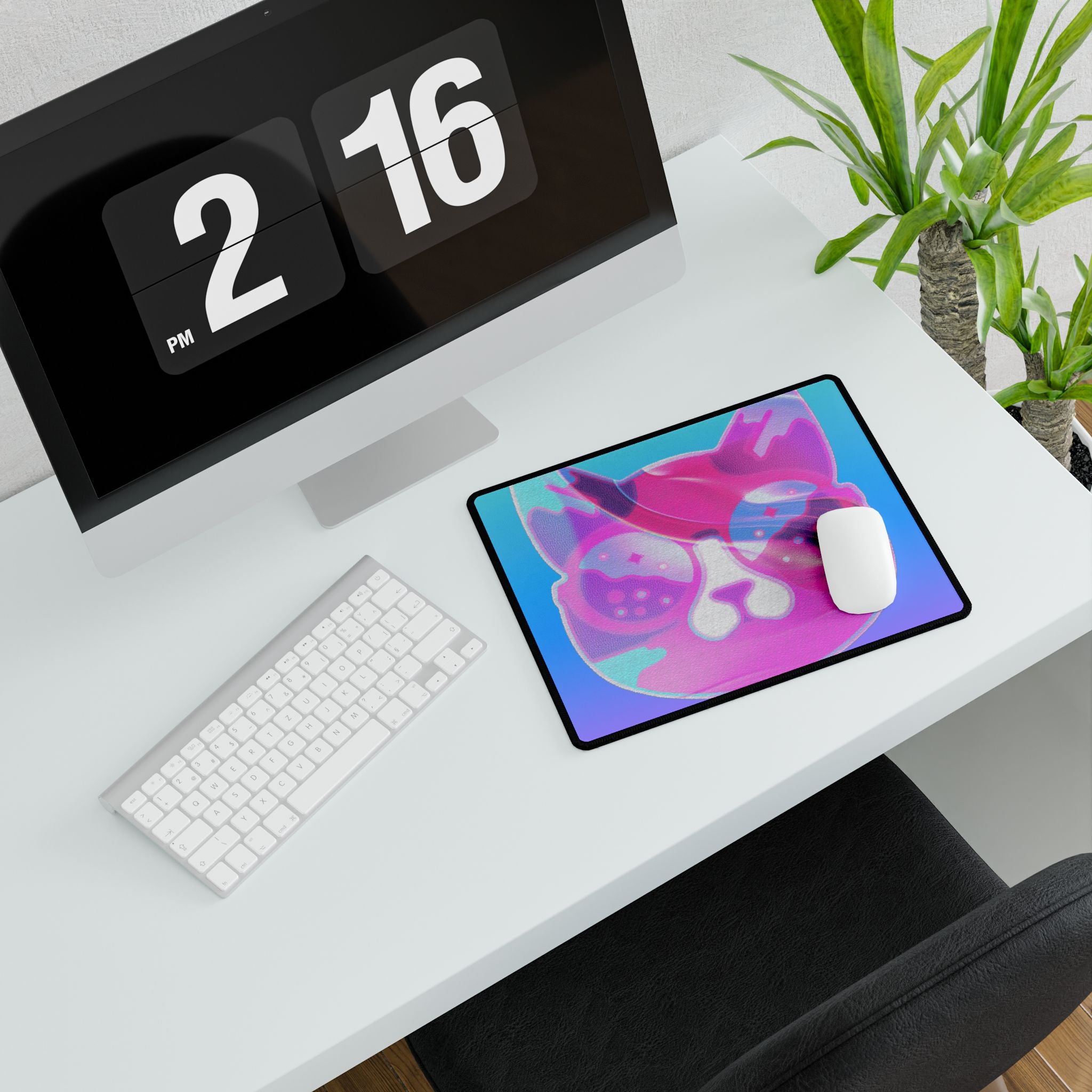 Lofi Cat Meow Desk Mat - Retro Anime Aesthetic Mouse Pad