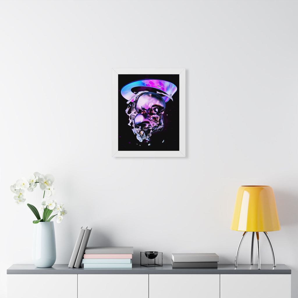 Melted Skeleton Skulls Framed Poster - Gothic Cosmic Skull Wall Art