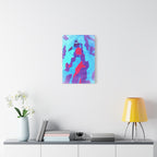 Retro Ice Cave Canvas Wall Art - Cool-Toned Glitch Winter Decor