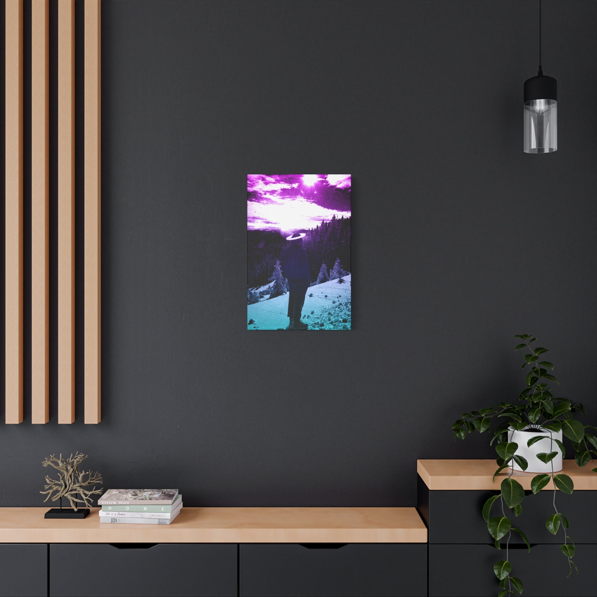 Winter Aurora Light Snowy Forest Canvas Art | Northern Lights Arctic Landscape Wall Decor