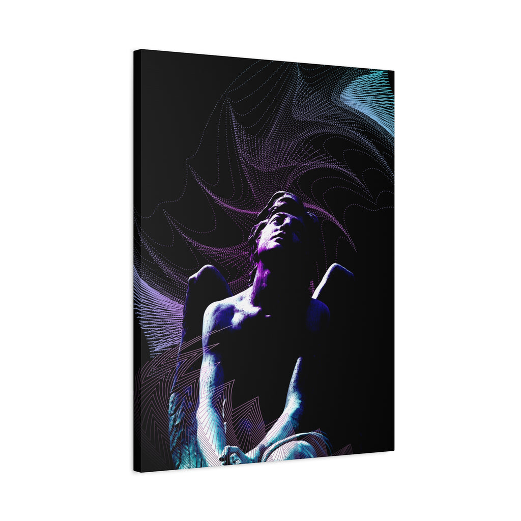 Skybound Canvas Wall Art - Surreal Angel Figure in the Clouds