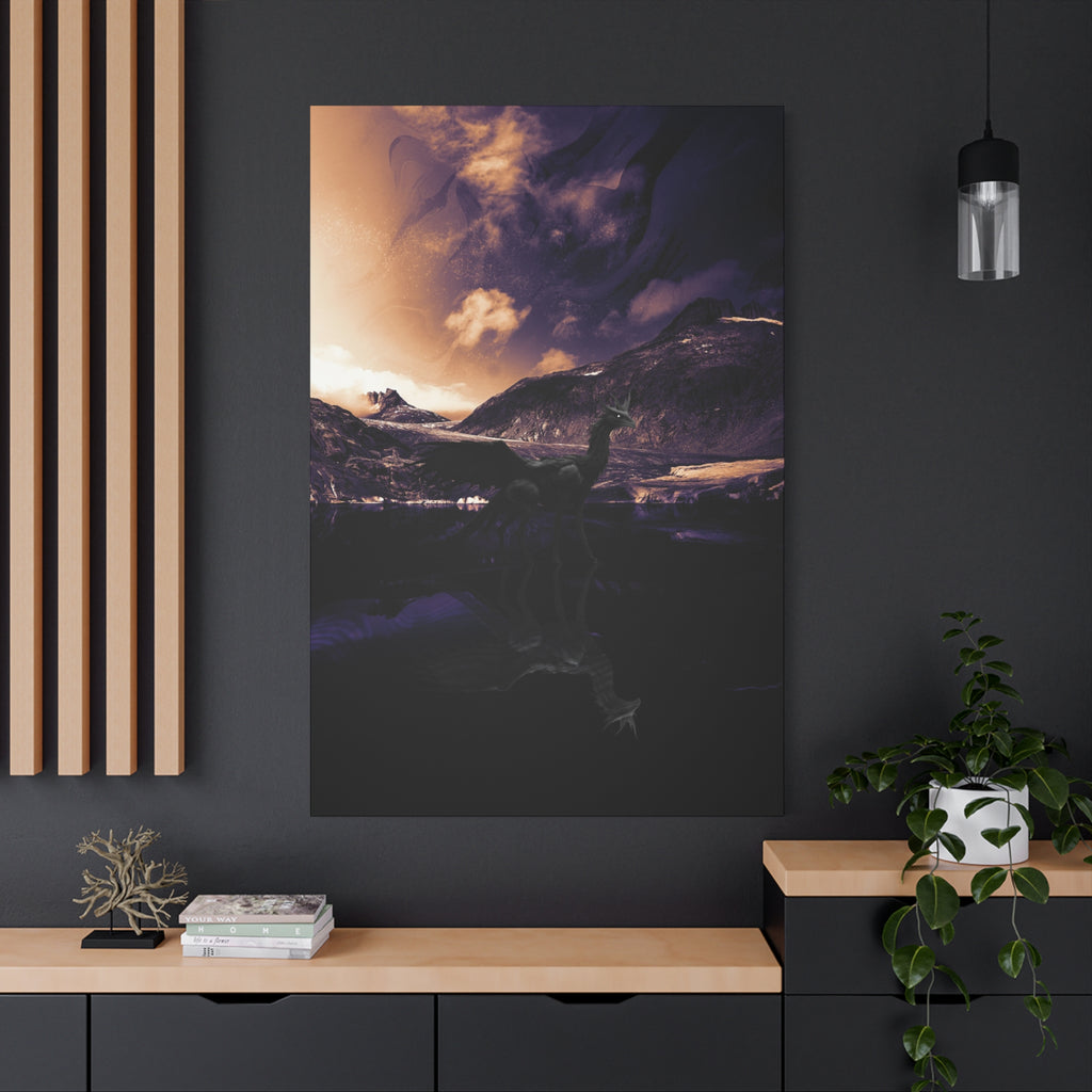 Baby Winged Dragon Canvas Wall Art - Fantasy Creature Decor