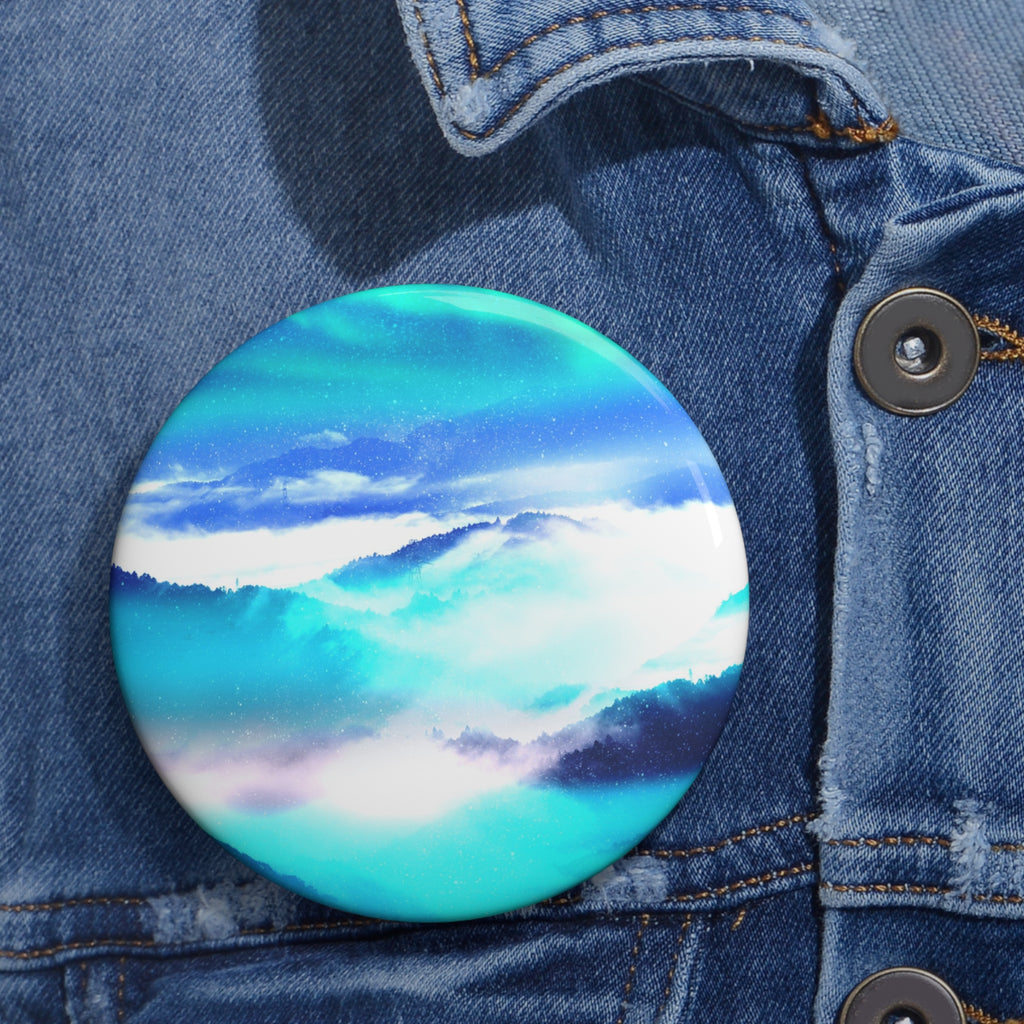 Starry Mountain Sky Pin - Aurora Borealis Art Button