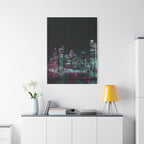 Cyberpunk Harbor Canvas Wall Art - Futuristic Sci-Fi City Decor