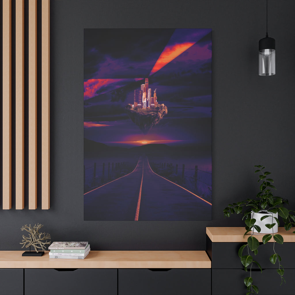 Abandoned City Canvas Wall Art - Sci-Fi Desert Ruins Decor
