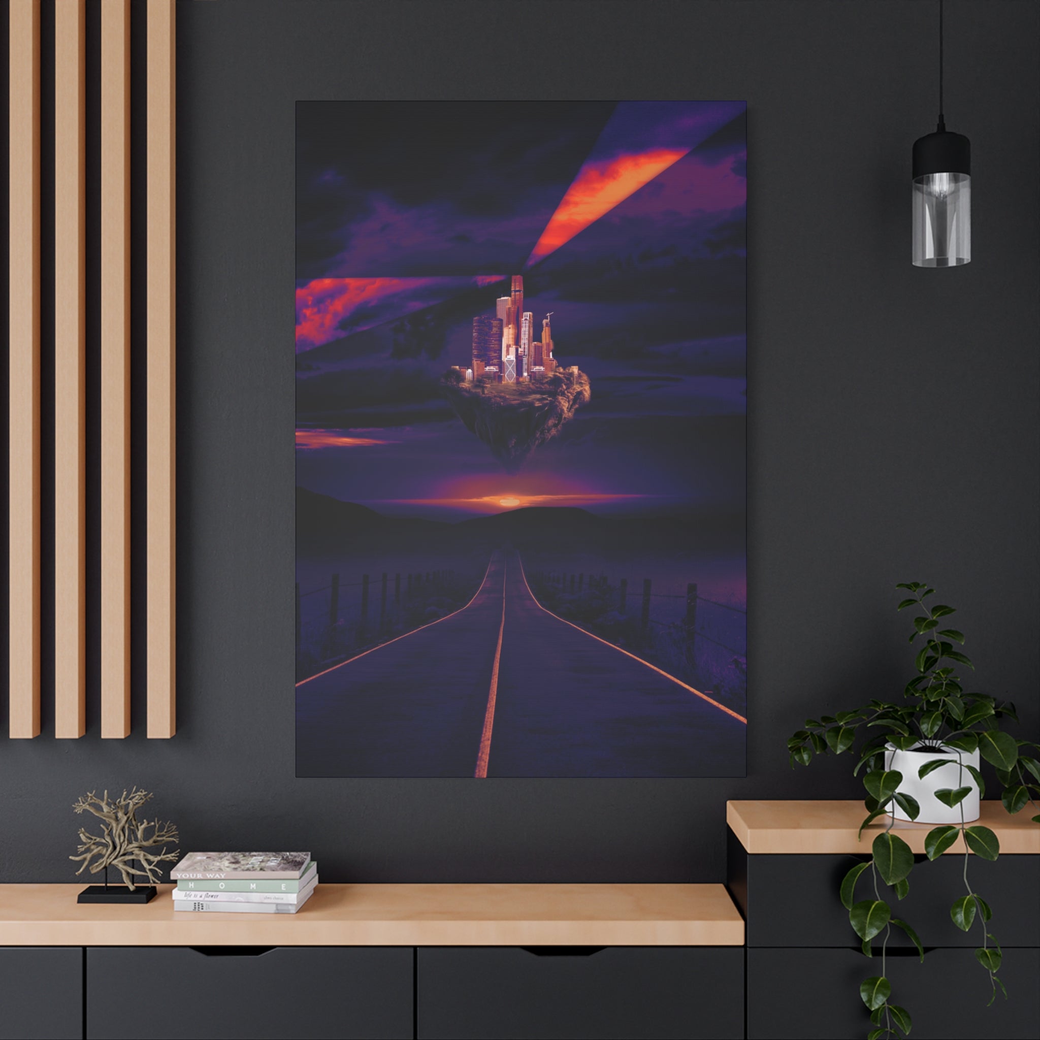 Abandoned City Canvas Wall Art - Sci-Fi Desert Ruins Decor