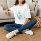 Neon Blue Glitch Triangle Skull Tee - Pastel Vaporwave CRT Shirt