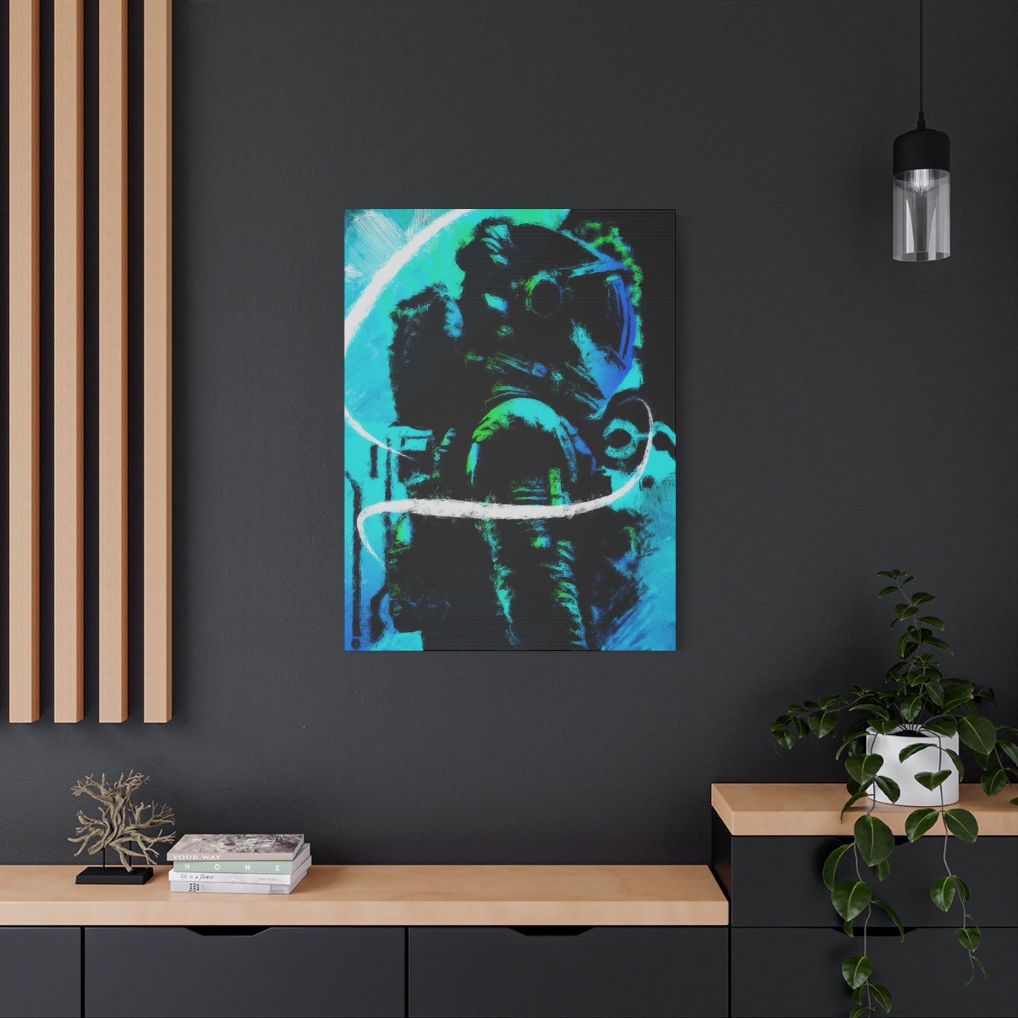 Grunge Space Man Canvas Art - Urban Graffiti Astronaut Decor