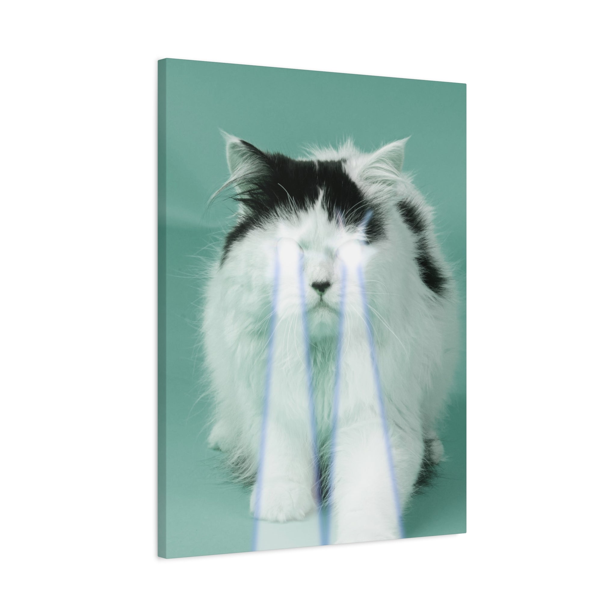 Laser Cat Canvas Wall Art - Funny Sci-Fi Space Feline Decor