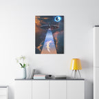 Space Lizards Canvas Wall Art - Lizard Being Abducted Ufo Decor