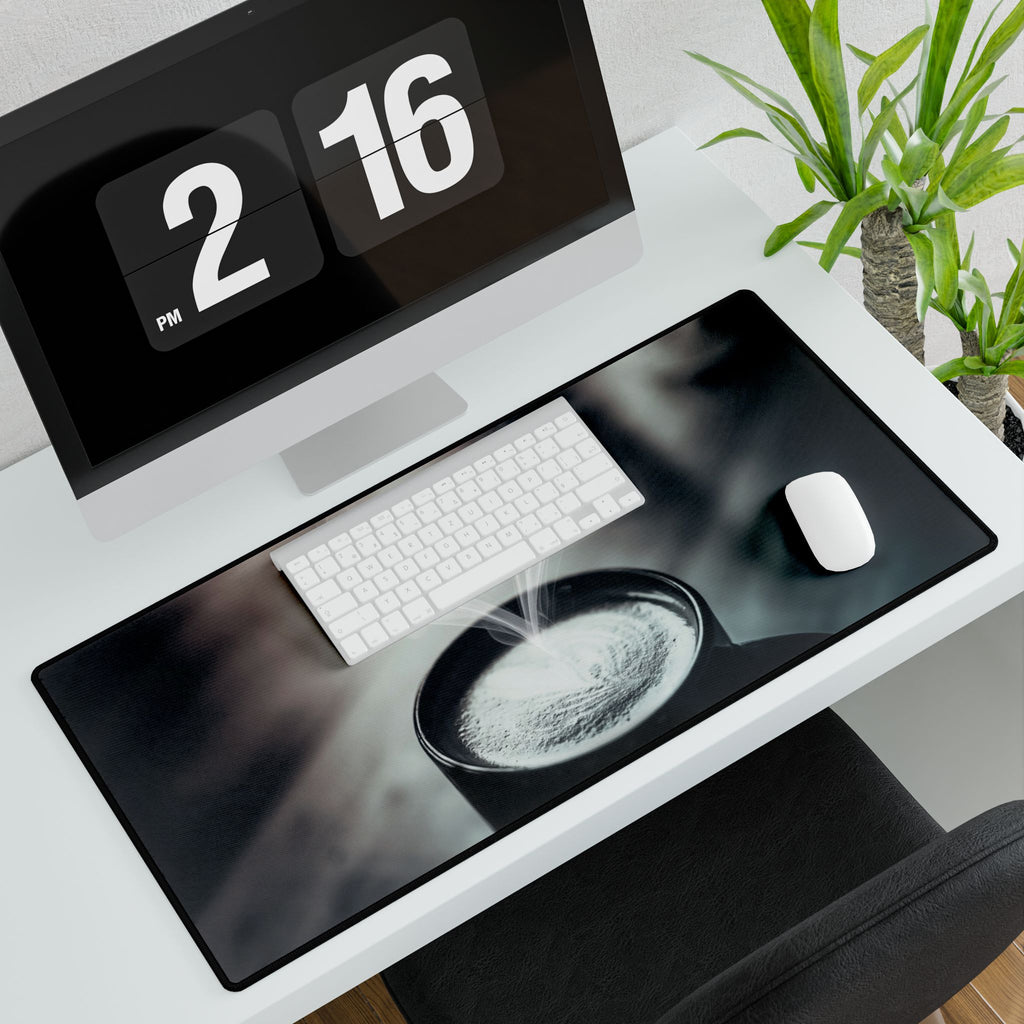 Coffee Love Latte Heart Desk Mat - Cafe Aesthetic Mouse Pad