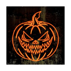 Neon Pumpkin Poster - Spooky Halloween Orange & Black Art Print