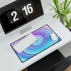 Daze And Haze Desk Mat - Swirling Vortex of Purple, Blue, White Mouse Pad